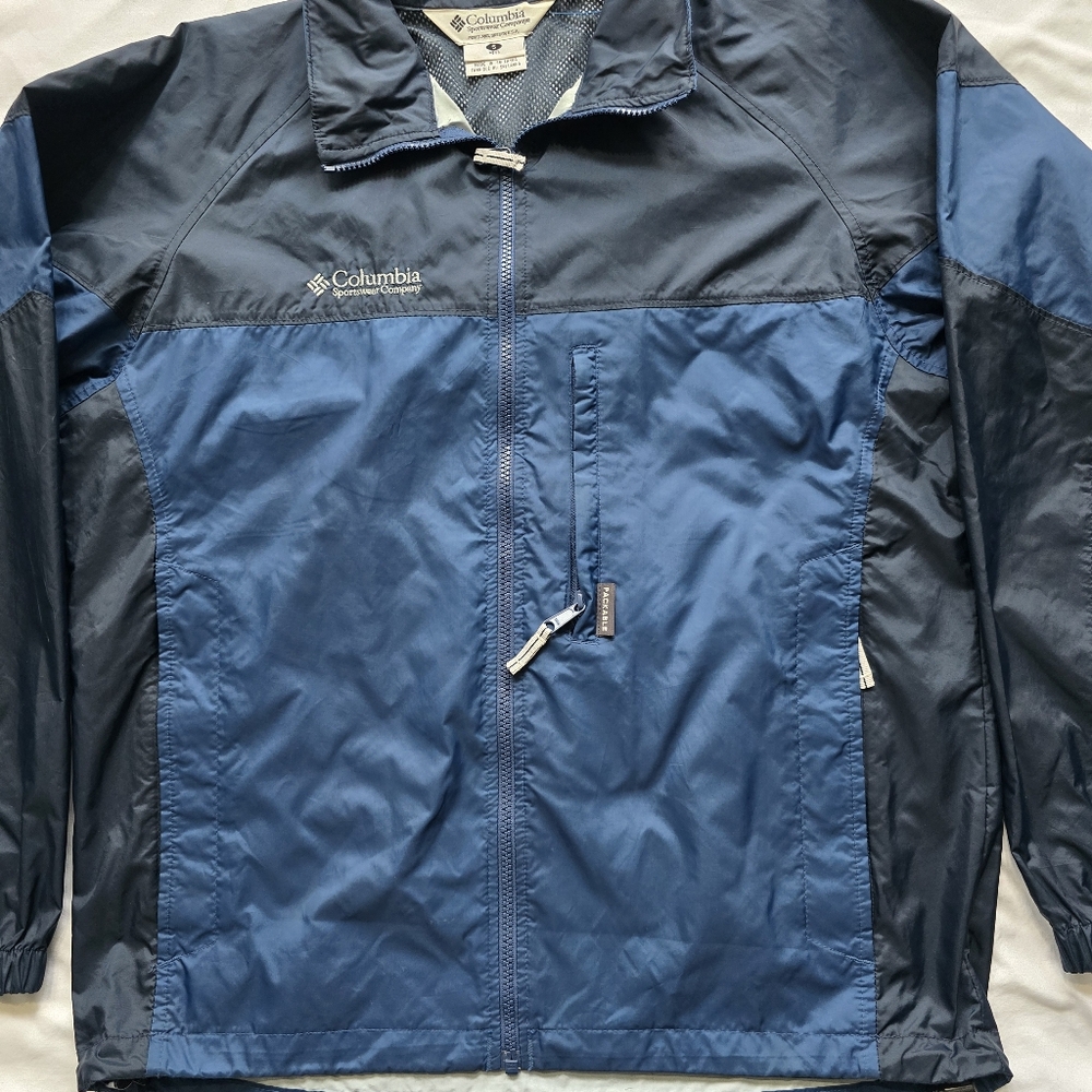 Columbia Men’s Blue Lightweight Hooded Rain Jacket Windbreaker Size Small - Picture 4 of 7